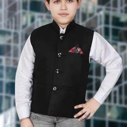 Eliq Boys Cotton Jute Waistcoat-image-60