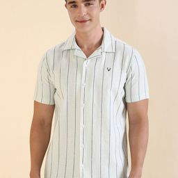 Allen Solly Men Custom Fit Cuban Collar Vertical Striped Cotton Casual Shirt-picture-42