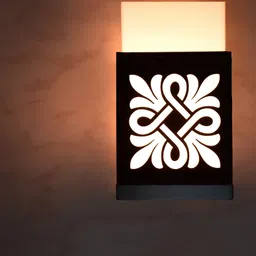 Gojeeva Black & White Textured Contemporary Wooden Rectangle Shaped Wall Lamp-42