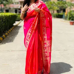 yourwish Woven Design Zari Art Silk Baluchari Saree-image-78
