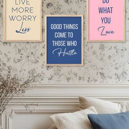 Kotart Brown & Blue 3 Pieces Motivational Quote Printed Wooden Wall Arts-picture-45