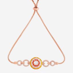 Kushal's Fashion Jewellery Cubic Zirconia Meenakari Rose Gold-Plated Wraparound Bracelet-image-26