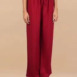 HOUSE OF KARI Women Solid Mid-Rise Loose Fit Trousers-picture-25