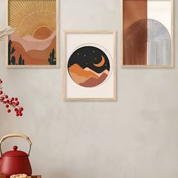 Kotart Brown & White 3 Pieces Abstract Printed Wooden Wall Arts-picture-18