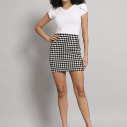 BUY NEW TREND Houndstooth Printed PencilMini Skirt-image-92