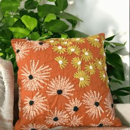 LUSHLYF Orange & Green Set of 4 Quirky Square Cushion Covers-41