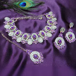VATSALYA creation Alloy Purple Jewellery Set-image-32