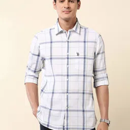U.S. Polo Assn. Men Classic Tailored Fit Checked Spread Collar Cotton Casual Shirt-image-93