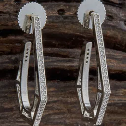 Kushal's Fashion Jewellery Rhodium Plated Cubic Zirconia Half Hoop Earrings-41