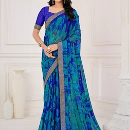 House of Pataudi Printed Pure Chiffon Saree-picture-45
