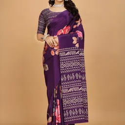VS MALL Printed Poly Crepe Sarees-image-84