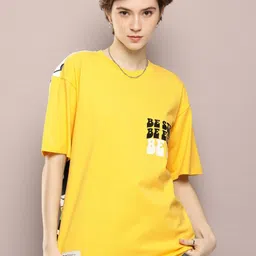 Kook N Keech Women Graphic Printed Round Neck Cotton Oversized T-shirt-image-88