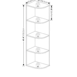 Oakcraft Brown 4 Tier Corner Wooden Open Bookshelf image 5
