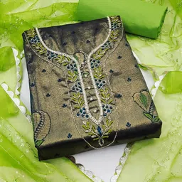 DIVASTRI Floral Beads and Stones Unstitched Dress Material-image-25