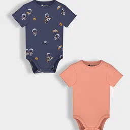 Orange Sugar Infants Pack Of 2 Printed Cotton Bodysuits-53