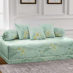 ArrabiSet Of 6 White & Green Printed Diwan Set-6