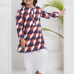 Sethukrishna Boys Geometric Printed Kurta with Churidar-7