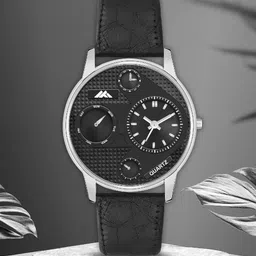 DOUBLERUN Men Textured Dial & Leather Analogue Multi Function Watch H05NMT-31-35
