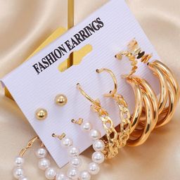 Vembley Gold-Plated Alloy Pearls Hoop Earrings-picture-5