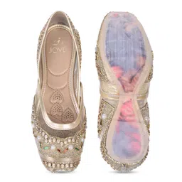 Jove Women Embellished Ethnic Mojaris Flats image 5