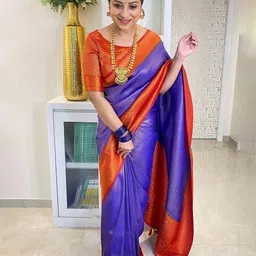 Anouk Rustic Woven Design Zari Silk Blend Banarasi Saree-11