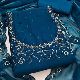 KALINI Embroidered Silk Georgette Unstitched Dress Material-image-7