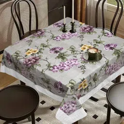 LooMantha Sea Green Floral Waterproof Plastic 4-Seater Table Cover-15