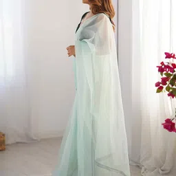 HERE&NOW Solid Net Saree With Embellished Border image 5