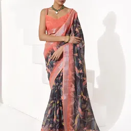 Kalista Floral Linen Blend Saree-picture-8
