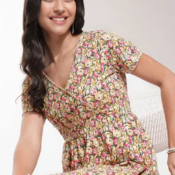 Tokyo Talkies Women Floral Print Ruffled Wrap Mini Dress-picture-47