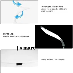 jsml J S Mart Rechargeable Touch On Off Switch dimmer led Desk Light or lamp for Study, Desk Light for Reading, for Laptop,Computer Table Multi Color Pack of 1 Study Lamp image 4