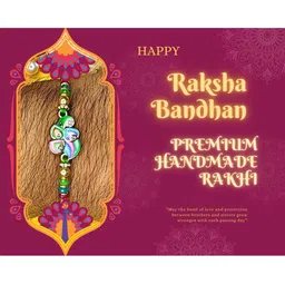 Anouk Set Of Beaded Cotton Thread with AD Stones & Meenakari Designer Rakhi for Brother image 5