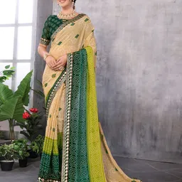 Lookmark Bandhani Printed Gotta Patti Pure Georgette Saree-picture-8