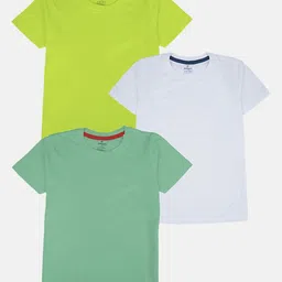 KiddoPanti Boys Pack Of 3 Solid Round Neck Cotton T-shirts-picture-54
