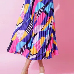 LookShine Printed A-Line Flared Midi Skirts-picture-9
