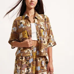 ESPYR By Tokyo Talkies Printed Shirt Collar Neck Shirt With Shorts Co-Ords-image-74