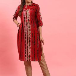 Shree Tie & Dye Printed Chanderi Silk Straight Kurta-image-97