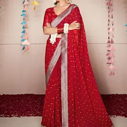 Mitera Ethnic Motifs Zari Poly Georgette Saree-image-13