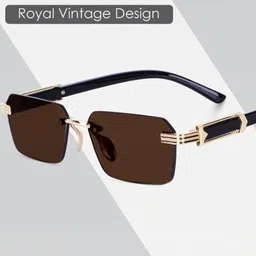Arzonai Unisex Brown UV Protected Lens Metal Sunglasses-image-96