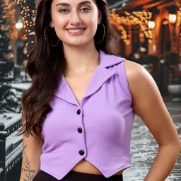 Popwings Self Design Notched Lapel Collar Sleeveless Corduroy Weave Waistcoat-18