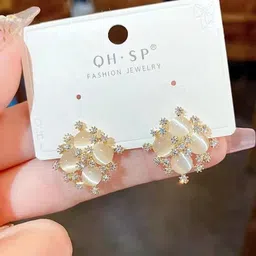 Inara Robes Women Cubic Zirconia Floral Studs Earrings-picture-31