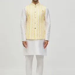 Arihant Rai Sinha Chevron Embroidered Mandarin Collar Nehru Jacket-image-42