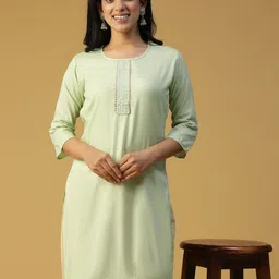 BAESD Round Neck Gotta Patti Cotton Straight Kurta-picture-40