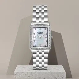 CARLOS PHILIP Women Brass Embellished Dial & Stainless Steel Bracelet Style Straps Analogue Watch S04029-1-image-89