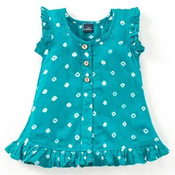 JAV CREATIONS Polka Dot Print Flutter Sleeve Cotton Top-picture-6