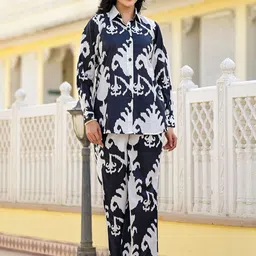 Jaipuri Adaah Abstract Printed Pure Cotton Shirt With Trouser Co-Ords-picture-6