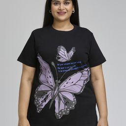 Sizeupp Women Plus Size Graphic Printed Round Neck Cotton T-shirt-image-34