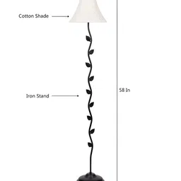 Devansh Off White & Black Pleated Leaf Floor Lamp-31