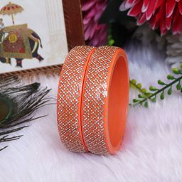 TAJ BRIDAL STORE Set Of 2 Rhinestone Studded Bangles-image-44