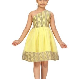 Muhuratam Yellow Nylon Dresses-image-11